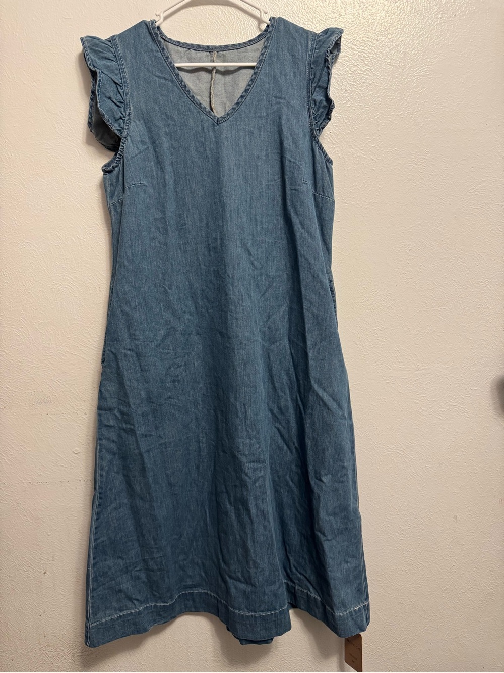 NWT Sleeveless Denim V-Neck Midi Dress - Light Blue